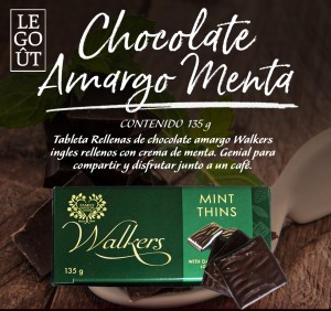 Chocolate Amargo con crema de menta, 135gr.