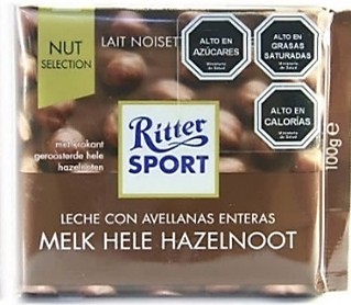 Chocolate Ritter Sport, Avellanas enteras 100gr.