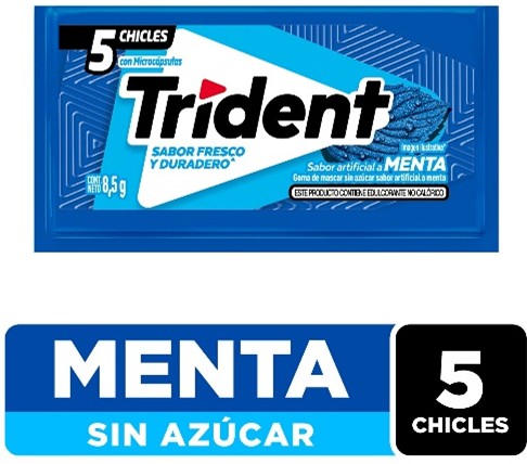 Trident Dentine Menta 5S, Display 30 unds.
