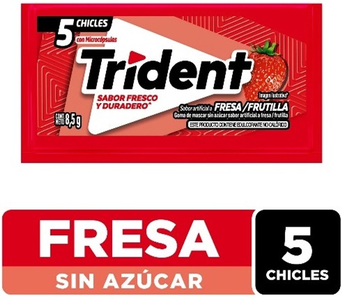 Trident Dentine Frutilla 5S, Display 30 unds.