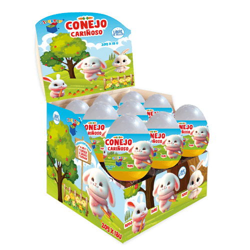 Huevito Sorpresa Conejo Cariñoso, SIN SELLOS – Display 18 unds.