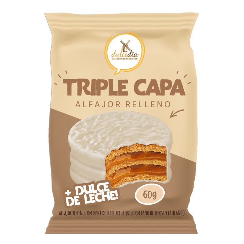 Alfajor triple blanco 60gr, Caja 24 unds.
