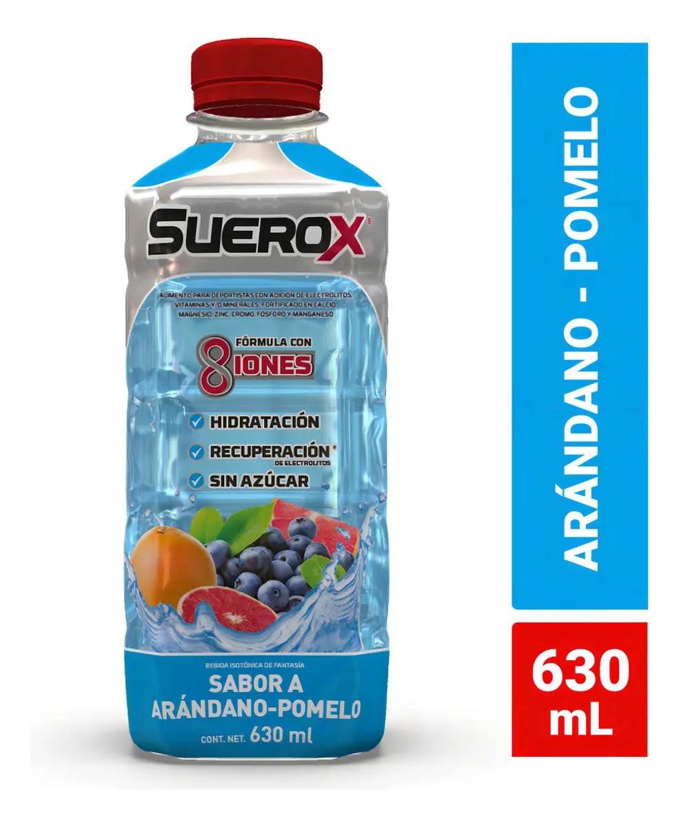 Suerox sabor ARANDANO POMELO, 630ml.