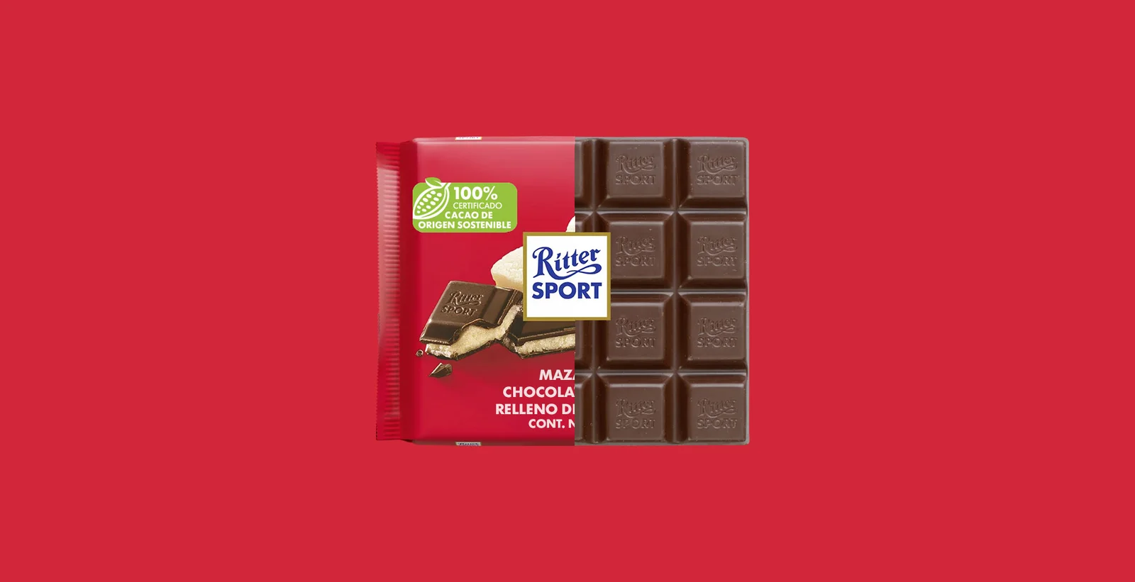 Chocolate Ritter Sport, Semiamargo Mazapan 100gr.
