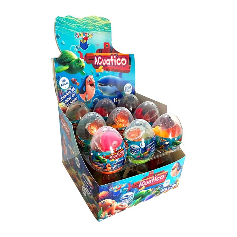 Huevito Sorpresa Acuatico, display 18 unds.