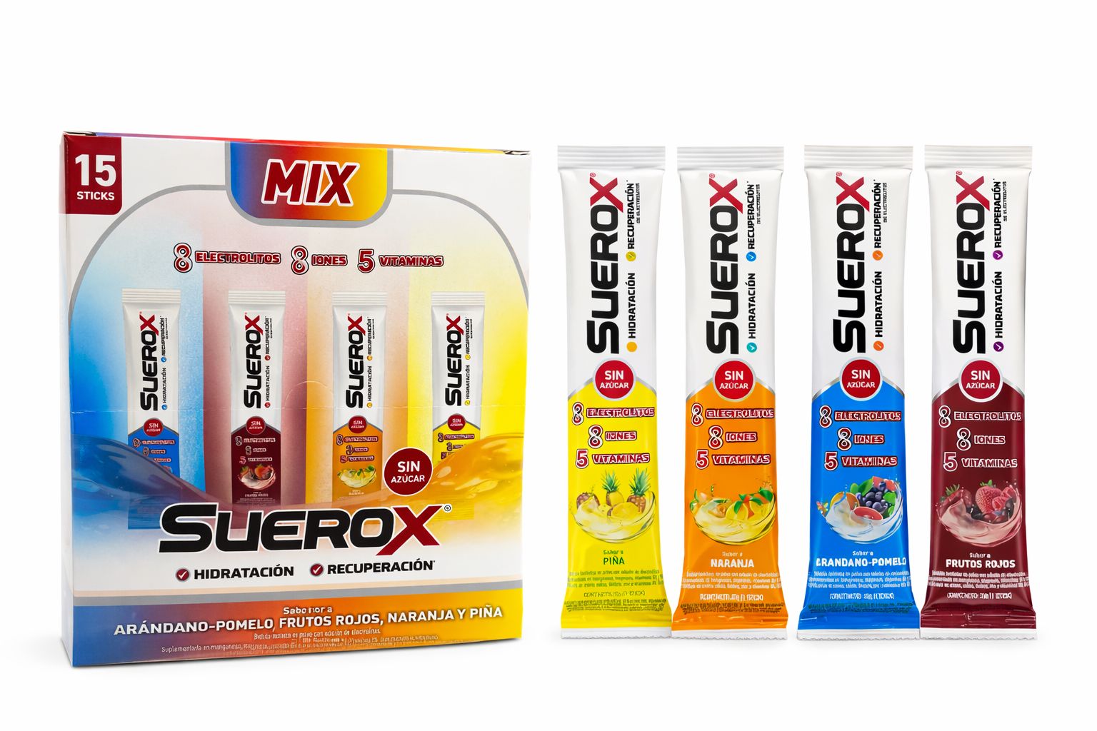 Suerox Polvo Mixto, 15 stick 20grs c/u. Display 15 unds.