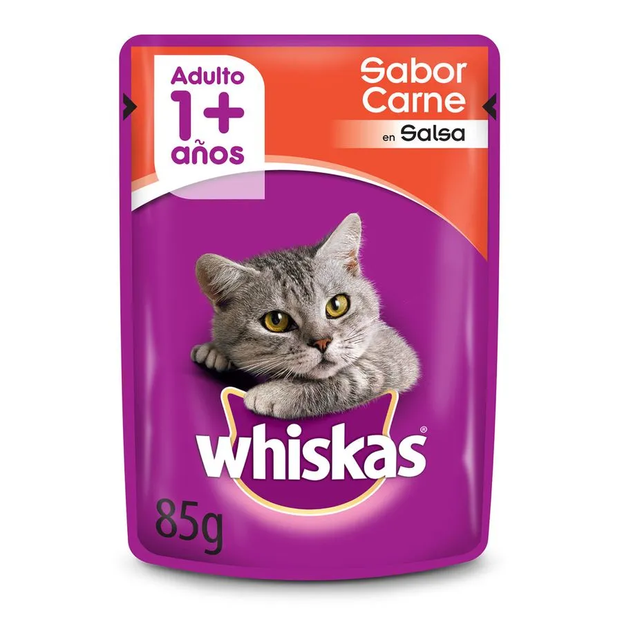 Whiskas Adulto Carne en Salsa, 85 gr, display 12 unds.
