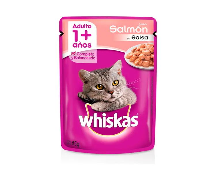 Whiskas Adulto Salmon en Salsa, 85 gr, display 12 unds.